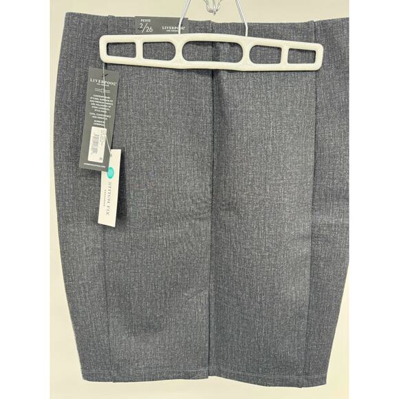 Liverpool Women Flat Front Pull-On Tweed Pencil Skirt Back Slit Size 2/26 Gray - Picture 2 of 3